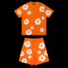 DENIM SET TEAR ORANGE AND WHITE
