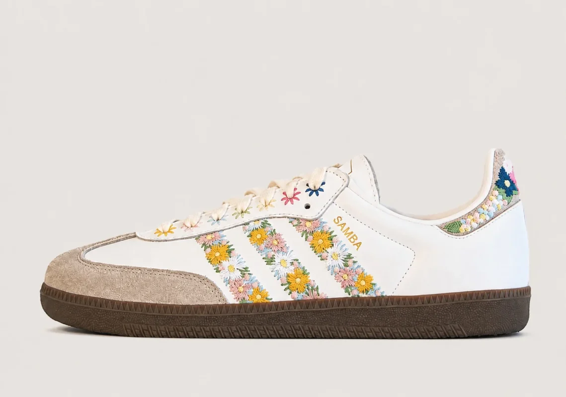 Adidas Samba OG Satin - White / Floral Cloud Clear Granite