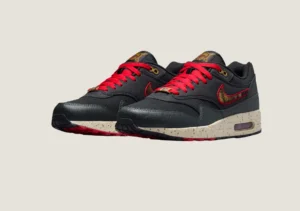 Alternative view of Nike Air Max 1 - "Pirates" Black / Coconut Milk / Gym Red