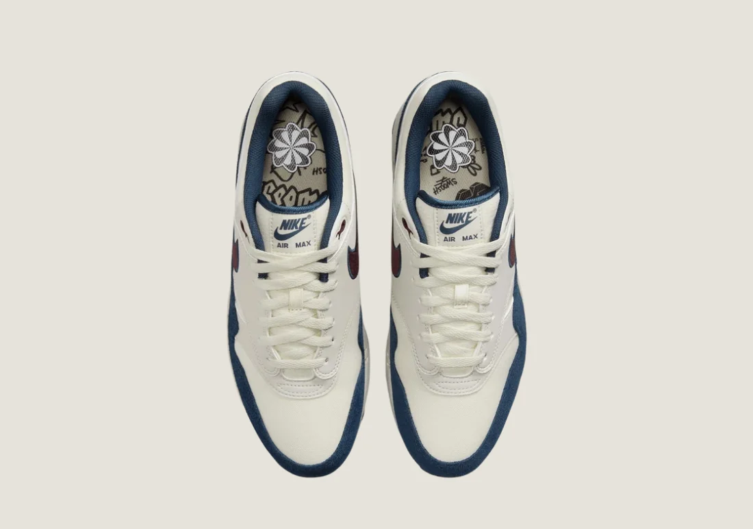 Nike Air Max 1 - "Notebook Doodles" Sail / Navy / Burgundy - Image 3