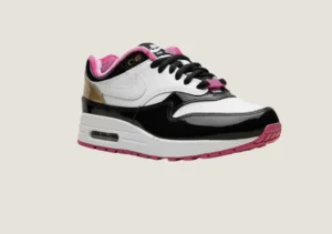Alternative view of Nike Air Max 1 - "Grand Piano" White / Black / Metallic Gold / Pink