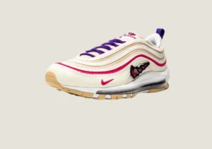 Alternative view of Nike Air Max 97 SE "Air Sprung" SESAME / ELECTRO PURPLE / COCONUT MILK / RUSH Pink