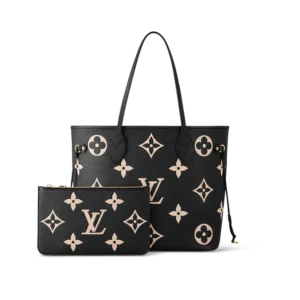 Louis Vuitton Neverfull MM - Monogram Empreinte Leather - Black Beige